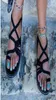 2018 Summer Women Ringtoe Cross Ankle Braid Strap Beach Sandals Boho Flat Shoes Flippers 35 441168593