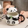 Kubki Oryginalna filiżanka panda z pokrywką ceramiczny kubek świąteczny prezent kawa filiżanki herbaty ślicznych i różnych spersonalizowanych prezentów