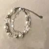 Joyería de beso de cuentas para mujer harajuku cristal estrella pulsera de perlas de perlas y2k kpop accesorios de cadena ajustable pulseras regalo