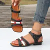 Sapatos casuais senhoras 2024 marca moderna de pé aberto sandálias femininas de verão diariamente mulheres mixadas coloridas calcanhar quadrado ao ar livre