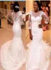 South African Plus Size Wedding Dresses Mermaid Sleeve Tulle Arabic Weding Bridal Gowns Long Lace Custom Made robe de mariage2456079