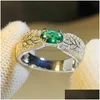 Anelli di banda Huitan Fancy Leaf Fancy Oval Green Cubic Zirconia matrimonio per donne 2023 Nuovi accessori per dita squisiti Gioielli Fashion Drop Dh0xi