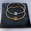 Роскошные классические простые дизайнерские браслеты для женщин -девочки девочки 18 тыс. Золото серебряные ретро винтажные буквы Геометрия Симпатичная сеть