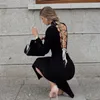 Casual Dresses Criss Cross Backless Maxi Dress Mock Neck Long Sleeve Bodycon Black Evening Party for Women 2024