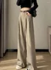 Women's Pants Black Suit LOOSE Casual Fashion Woolen Cloth Warm High Waisted Thickening Wide Leg Women