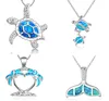 Mode zilver gevuld blauwe imitati opaal zeeschildpad hangtak ketting voor vrouwen vrouwelijk dieren bruiloft oceaan strand sieraden cadeau1493205