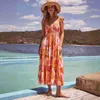 Basic Casual Kleider Designer -Kleid Sommer Frauen ärmelloses würziges Mädchen gedrucktes langes Gurtkleid für Frauen