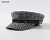 USPOP 2019 Herumn Winter Women Vintage Newsboy Fashion Metal Letter M Military Flat Top Bod Visor Caps Y2001026926988