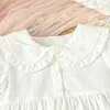 Rompers Citgeesummer Infant Baby Girl Outfits Kraagknop Kraagknop Voorkant Bodysuit Witte kleding