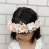 Haaraccessoires Peachy White Pink Wedding Bridal Flower Girls Crown