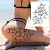 Tatuagem Transferência de flores sexy Tatuagens temporárias para mulheres Pintura corporal Pintura de braço de braço Tattoos adesivo realista FALSO Black Rose Tatuagens à prova d'água 240427