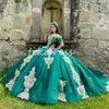 Emerald Green Quinceanera платья Charro Sweetheart Luxury vestido de 15 Anos Quinceanera 2024 Апплфинаты шестнадцать лет рождения платье вечеринки сладкое 16 пух
