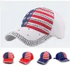 Trump 2020 Rivet Caps New American Flag Set With Diamond Baseball Cap Outdoor Travel Sun Hat T9H00228822412