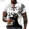 Herren T-Shirts Sommer Mode Tempel Ritter 3D-Druckmasch