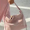 24SS Women's Pink Frosted PU Tote Bag Handbag Women's Handbag Shoulder Bag Crossbody Bag Backpack Makeup Bag Purse Shopping B Ouvi