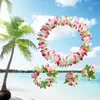 Dekorativa blommor 4st/set ruffled simulerad sidenblomma hawaiian leis halsband armband krans pannband blommor girland krona kvinnor flickor flickor