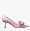 Marque élégante Rosalia Flowers Femmes Posse Chaussures Robe de mariée de fête en or blanc nappa rose rose blanc noir dame haute talons eu35-43 avec boîte