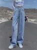 Женские джинсы женщины винтажная уличная одежда корейская мешковатая грузовая высокая талия с прямой широкой шириной брюки джинсовые брюки сказочная гранж Альт одежда