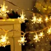 Decorações 1pc Luzes de Natal Snowflake String Light LED Bateria operada a água à prova d'água Luzes de fadas para o quarto Decoração de jardim