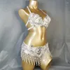 Wear Stage Wear Crystal Belly Dance Bing Belt Cintura da 2 pc set Ladies Dancing Carnival Samba Show Bikini Club Outfit festa