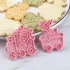 Moules 6pcs / Set Christmas Train Biscuit Moule de moule Biscuit Moule de biscuit Cutter DIY Fondant Baking Moule Cake Decoration Toolsware