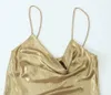 Vestidos casuais ecoine sexy metálico tira de ouro mini vestido festas noturno noturno mulheres