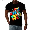 Męskie koszulki męskie moda drukowania 3D Rubiks kostka t -shirt osobowość sporty sporty o kołnierz Krótkie rękawy. Xw