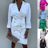 Basic Casual Dresses Designer Dress new style suit collar slim double row button coat