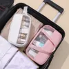 New Transparent Cosmetic Toiletry Bag, Large Capacity Waterproof Swimming Bath Bag, Simple Pvc Handbag Pu Splicing Bag