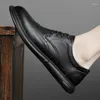 Klänningskor Mens Formella läder Fashion Business Men's Flats High Quality Brogy Oxford Plus Size 37-47