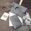 Sac 2 pièces Spring Fashion Hands Sacs de haute qualité Matte Pu Leather Femmes ouvertes en métal Enveloppes épaule portable