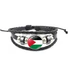 Chaîne Bracelet en cuir de l'ère du drapeau palestinien pour hommes et femmes accessoires de mode perlé en couches rétro
