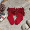 Kinder Socken Baby Girls Weihnachten Socken Kinder Baumwolle Big Bogen Socken Feste Wollbein Wärmer Mädchen Kleinkind Weich verdickte Socken für 0-5 Jahre