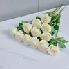 Decorative Flowers 10pcs Ivory Roses Artificial Fake Silk RealisticRoses Bouquet With Long Stems For Wedding HomeParty