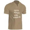 Casual Mens and Womens Henley Shirt Short sleeved V-neck T-shirt Summer Fashion Brand Mens Casual Top 240424
