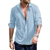 Chemises décontractées pour hommes Mentils à rayures vintage Mentit à manches longues surdimensionnées Bouton à manches longues Collier Men de redressement Spring Tops 5xl