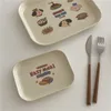 Korea Ins Cute Cartoon Breakfast Plate Tray Desktop Snack Storage Tray Home Tableware Photo Props