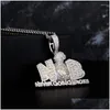 Pendanthalsband Hip Hop Money Bag Never Govert BRAKE ICED ut bokstäver Halsband Micro Pave Cubic Cz Jewelry Drop Delivery Dhkdz