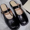 Casual Shoes Buckle For Women Round Toes Ladies' Low Heels Sewing Lines Mary Janes Front Strap Zapatos Patent Leather Chassure Femme
