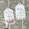 Party -Dekoration 50pcs Blumendruck Geschenkpapier Tags mit Jute Twine String Rechteck Form Hang Tag danke Rustikaler Hochzeit DIY