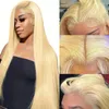 613 Honing Blond Lace voorkant menselijk haar pruik Braziliaans gekleurde 40 inch 13x4 HD transparante rechte kant frontale pruiken voor vrouwen gluueloze synthetische pruik groothandel pruiken