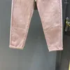 Frauen Jeans Mode einfache rosa lässige Denim Harem Hosen Herbst Korean Stretch Elastic Taille Baggy Cropped Jean