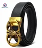 Designer Belts Homens de alta qualidade Moda Luxury Gold Bull Head Automatic Buckle Leather cinturão para jeans Kemer2259474