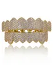 18K Gold Plated Iced Out Simulated Diamond Grills 8 Top and Bottom Grillz for Your Teeth with Extra Molding Bars9302363