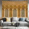 Tapices Tapiz de arquitectura Moroccia Muro colgante Islámico Vintage Geométrico Geométrico Europeo Bohemio Decoración del hogar Tapestry Mural