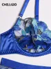Chillgio Womens Broidered Lace Bra Set Set Fashion 3 pièces Sexy Sexe Close Swear Push Up Underwear Set 240425