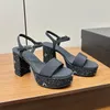 Tornozelo sandálias pretas designers femininos designers saltos de sandália plataforma de sandália de luxo de luto de luxo de luto estilish elemento sexy verão quente 9cm e 5cm de alta qualidade