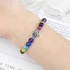 Perlen 6 mm 7 Chakra -Perlenarmband Lucky Evil Eye Fatima Frauen und Herren natürliche geschmolzene Felsenprogramme Gebetsschmuck