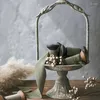 Candle Holders Vintage Distressed Decorative Candlestick With Old Plant