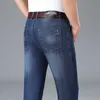 Heren jeans lente/zomer nieuwe heren jeans business van middelbare leeftijd casual elastische jeans slank fit rechte been heren broek plus size broek